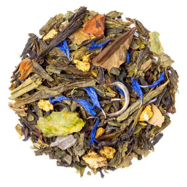 Thé Vert Wushi Bio saveur Ananas et Pêche par Made in Thé - Vue de haut