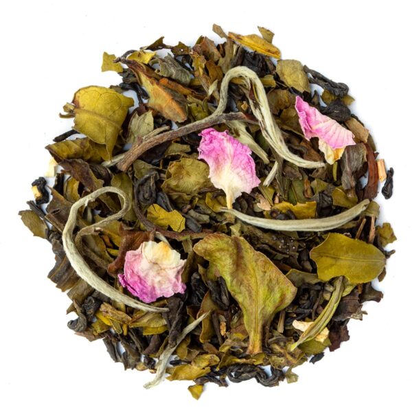 Thé Blanc Rose Vanillée Bio saveur Rose et Vanille en vrac par Made in Thé - Vue de haut