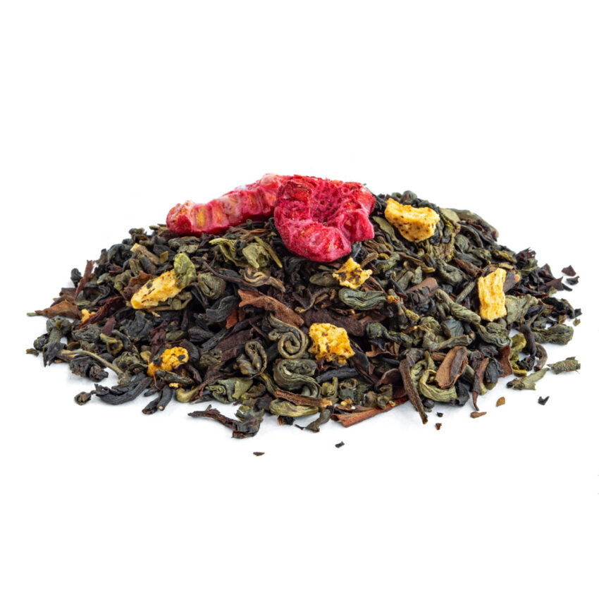 Thé Noir Délice Pêche-Framboise Bio Saveur Acérola, Framboise et Pêche par Made in Thé - Vue de côté