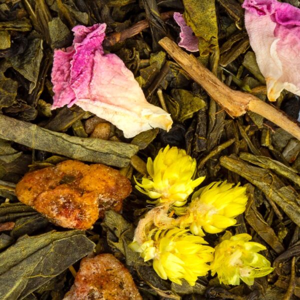 Thé Vert Rose Immortelle Bio saveur Rose par Made in Thé - Vue zoomée