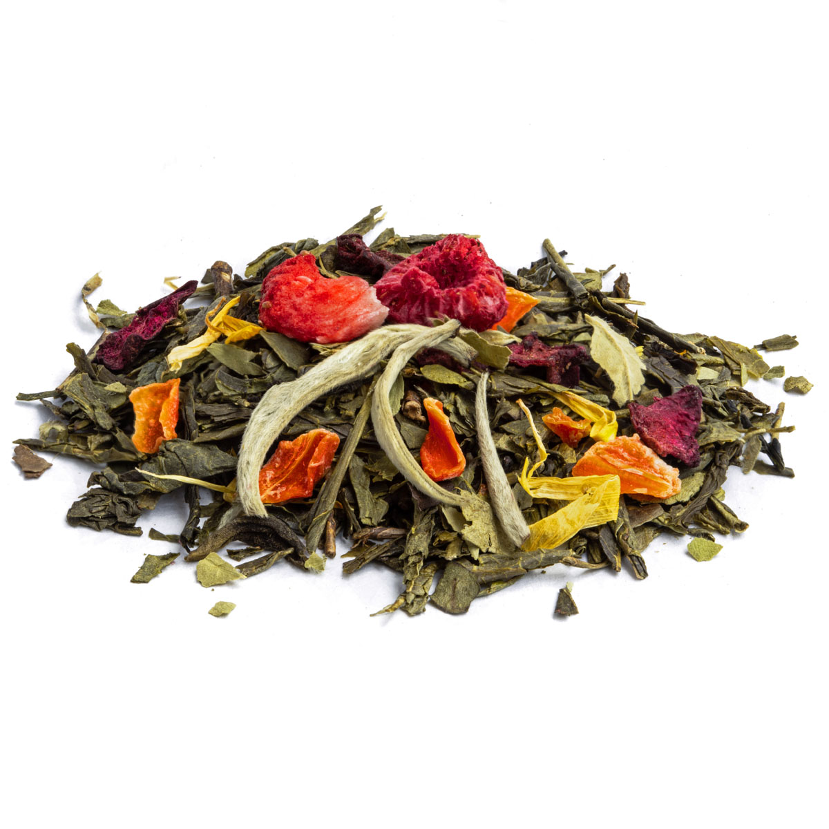 Thé Vert Plage d’Émeraude Bio Saveur Fraise, Framboise et Pêche par Made in Thé - Vue de côté