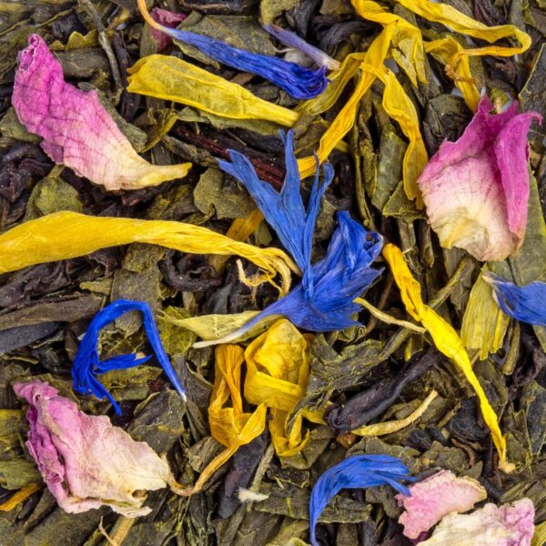 Thé Vert Mille et une Nuits Bio saveur Mangue, Orange et Rose par Made in Thé - Vue zoomée