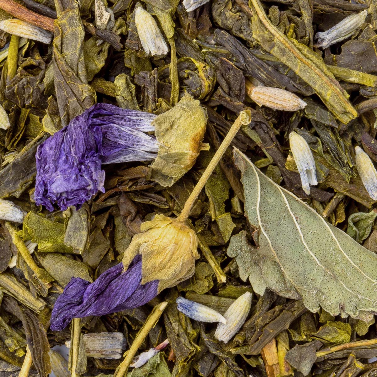 Thé Vert Jardin de Lavande Bio saveur Lavande et Menthe par Made in Thé - Vue zoomée