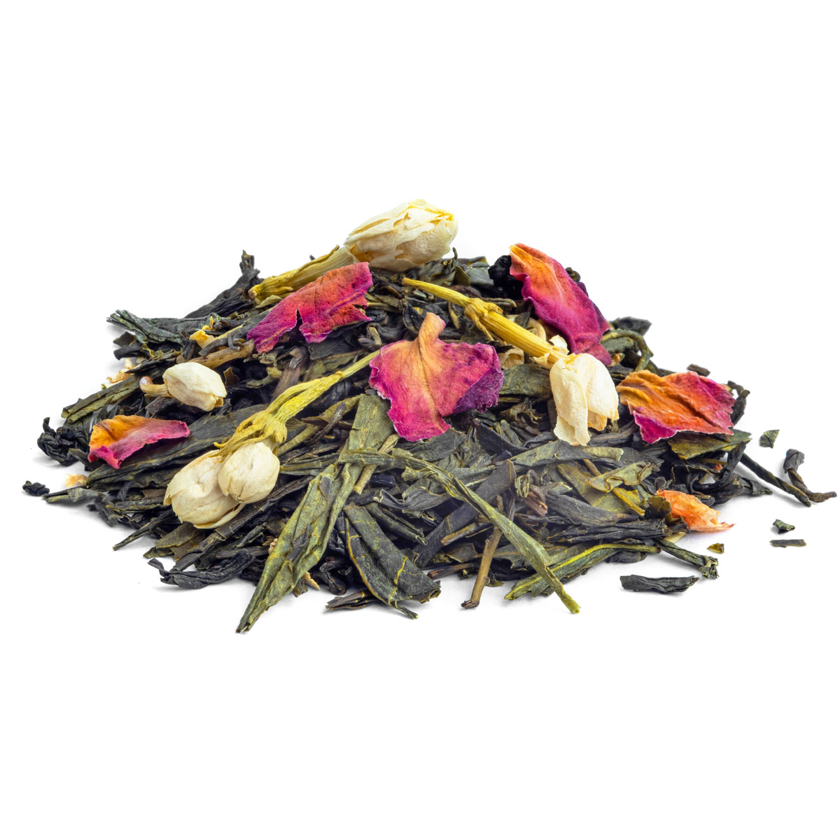 Thé Vert Nuit à Tokyo saveur Jasmin, Litchi, Pêche et Rose par Made in Thé - Vue de côté