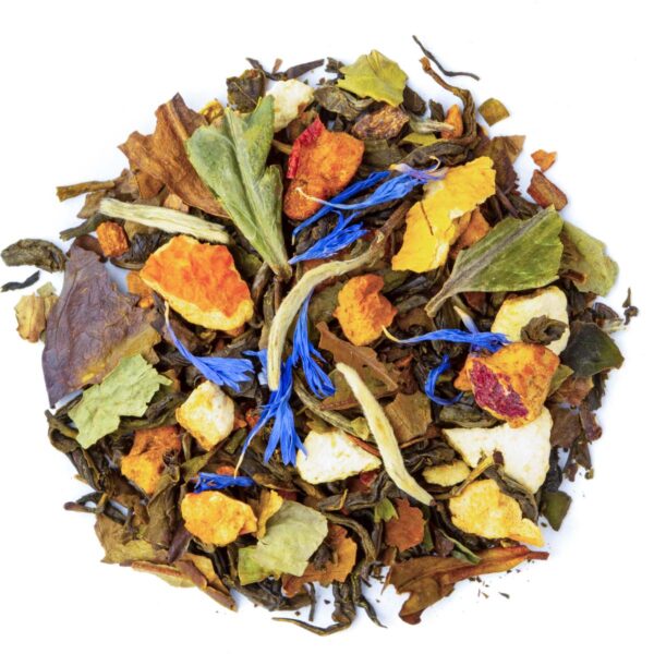 Thé blanc Dragon Blanc Saveur Cannelle et Grenade en vrac par Made in Thé - Vue de haut