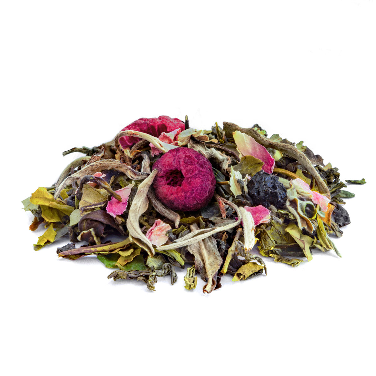 Thé blanc Doux Baisers Bio Saveur Framboise, Groseille et Rose en vrac par Made in Thé - Vue de côté