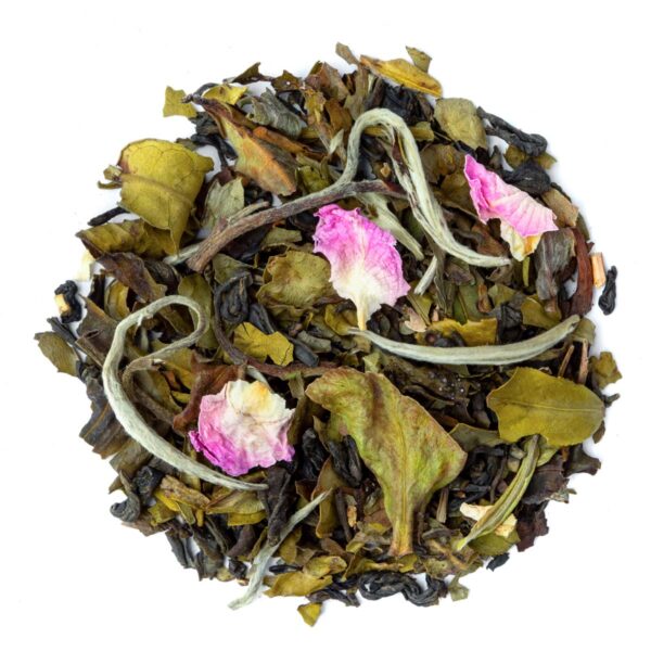 Thé Blanc Rose Vanillée Bio saveur Rose et Vanille en vrac par Made in Thé - Vue de haut