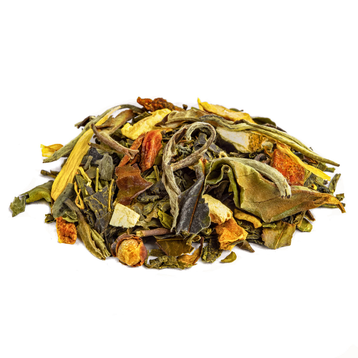 Thé Blanc Exotique Bio saveur Ananas, Fruit de la passion, Orange et Citron Vert en vrac par Made in Thé - Vue de côté