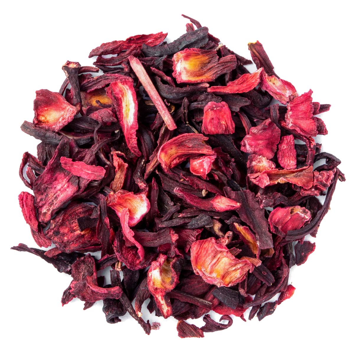 Tisane Fleurs d'Hibiscus Entières en Vrac par Made in Thé - Vue de haut