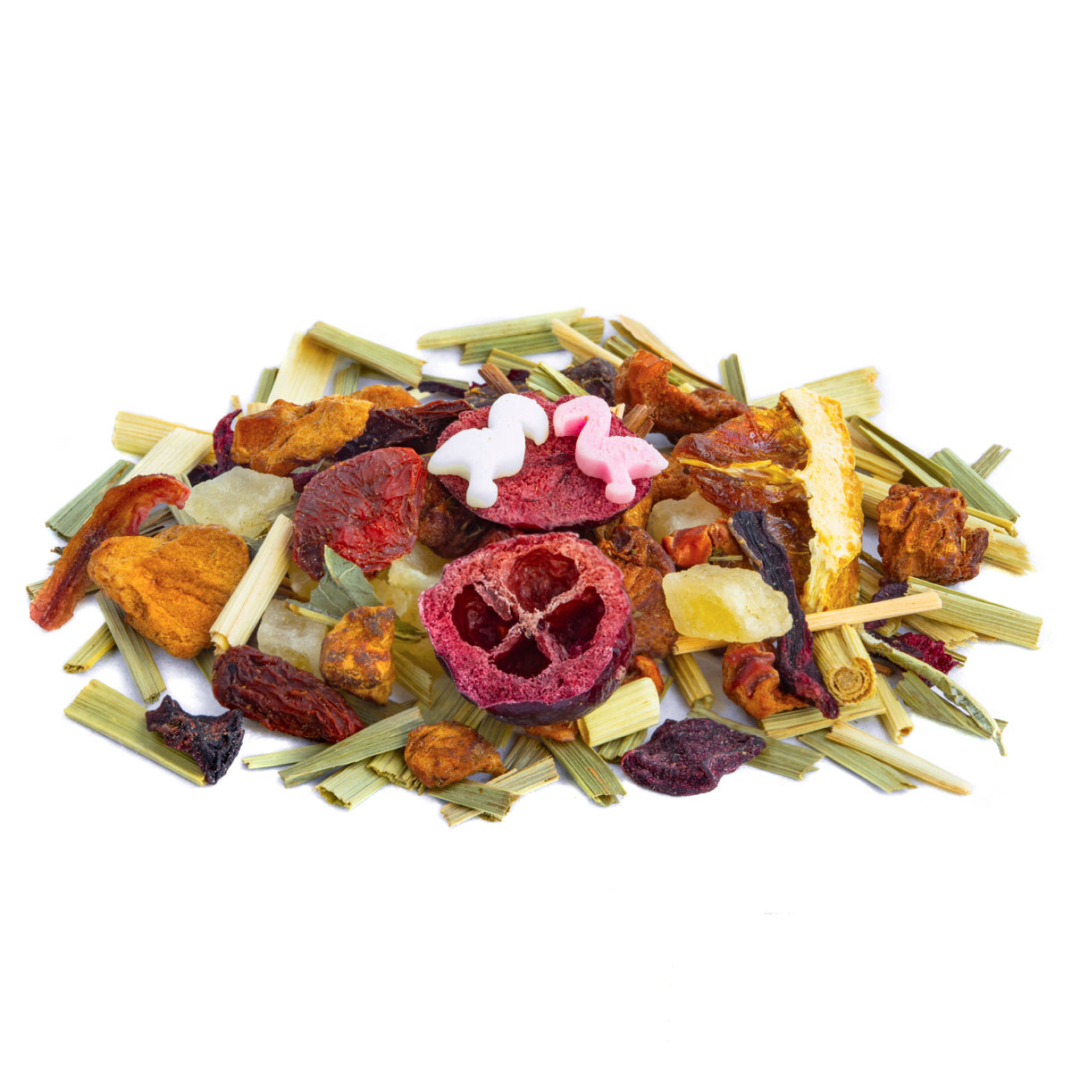 Tisane Flamingo Saveur Ananas, Fraise et Pêche par Made in Thé - Vue de côté